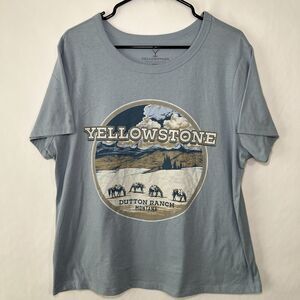 Yellowstone Dutton Ranch Montana T Shirt Womens Size XXL Blue Short Sleeve